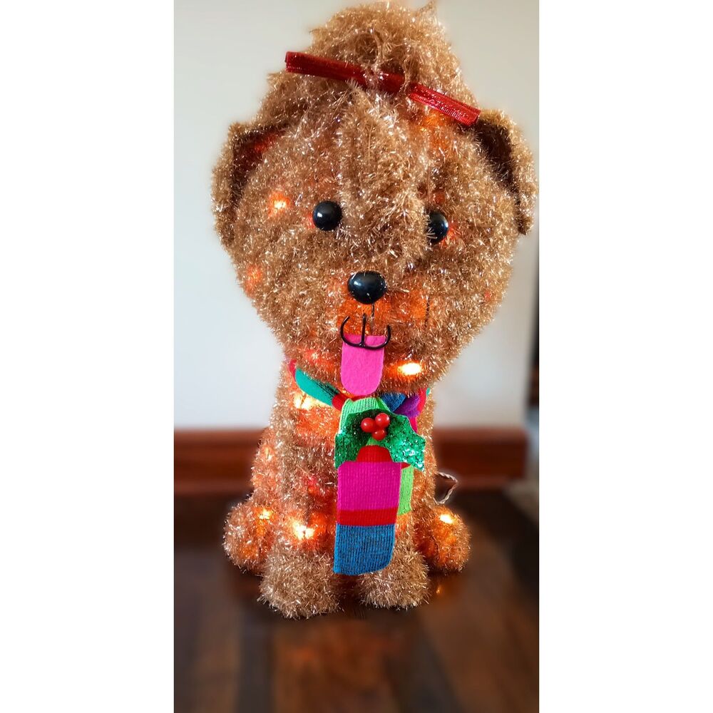 Wondershop Lighted Tinsel Yorkie Dog Christmas Holiday Display 2018